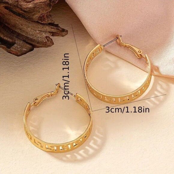 Greek Key Hoop Earrings, BEST SELLER on AMAZON - Picture 4 of 5